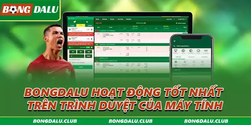 Giao diện Bongdalu trên trình duyệt máy tính